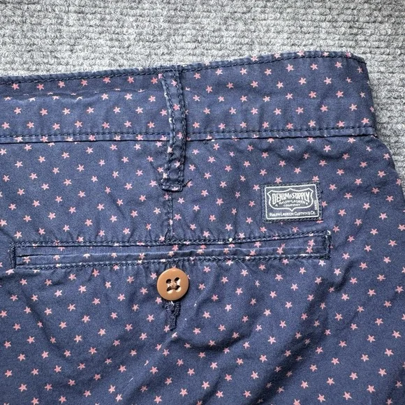 Denim & Supply Ralph Lauren Star Print Shorts‎ Mens Size 42 Navy Red Stars - Picture 6 of 10